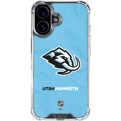 NHL Utah Mammoth Distressed Blue iPhone 16 Clear Case